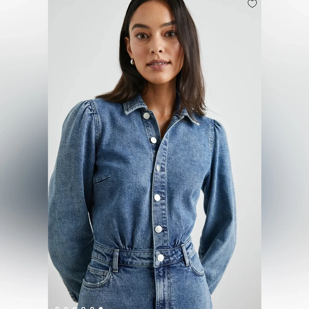 NWT Rails Beverly 100% Cotton Button Front Denim Long Sleeve Dress in West Coast - Picture 6 of 16